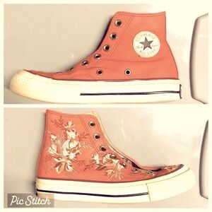 Converse Coral Floral Embroidered High-Tops